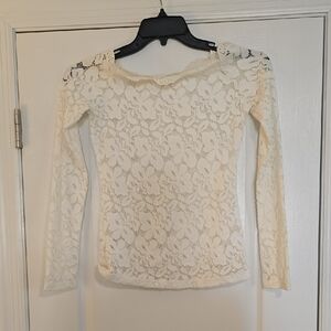 PattyBoutik Cream Lace Floral Blouse